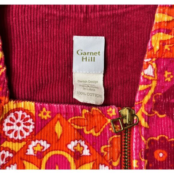 Garnet Hill Toddler Girls 2T XS Corduroy Jumper Dress Pink Orange Yellow Floral - Picture 3 of 3